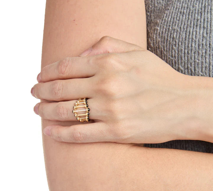 Black Twiggy Ring with Diamonds Ring Latelier Nawbar