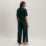 Washable Silk Striped Jacquard High Rise Pant Set