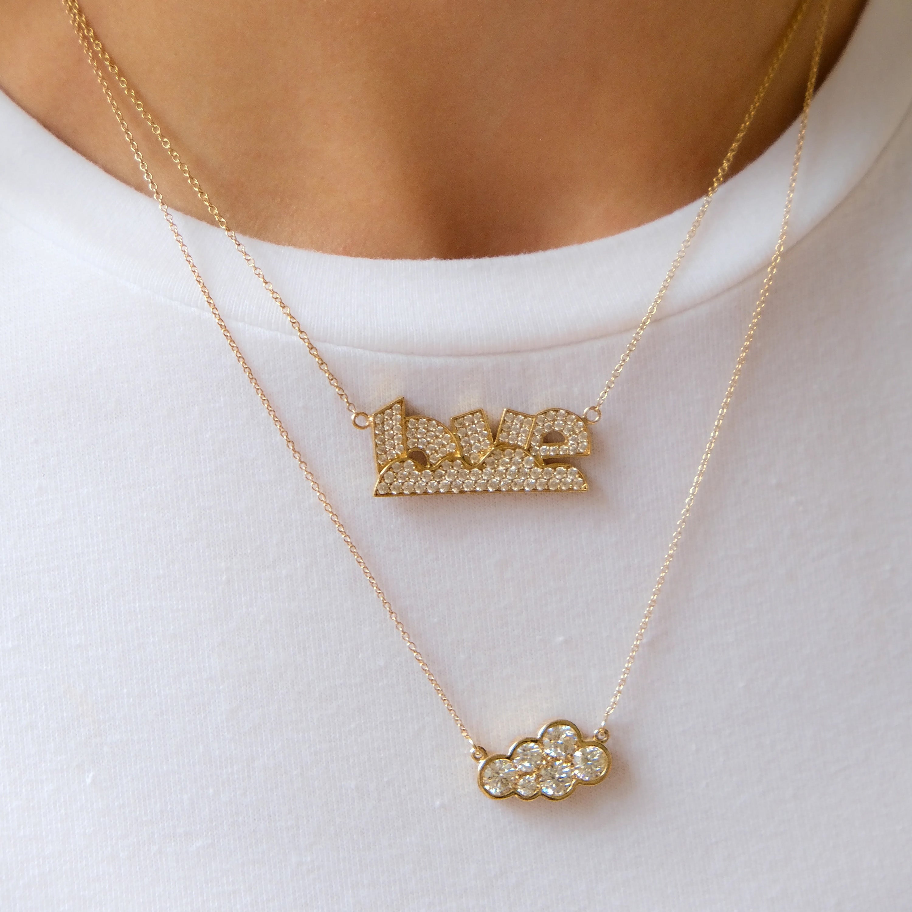 Large Diamond Cloud Necklace Pendant Necklace The Finest Stack