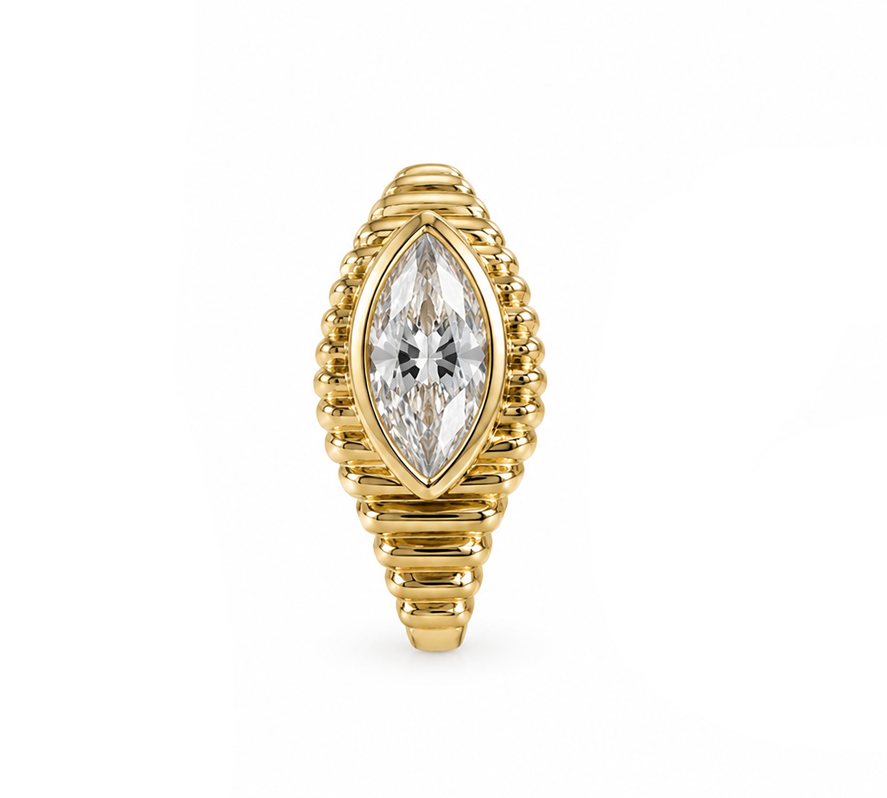 Ridged Marquise Diamond Huggie Huggie Earrings Roseark Deux Single