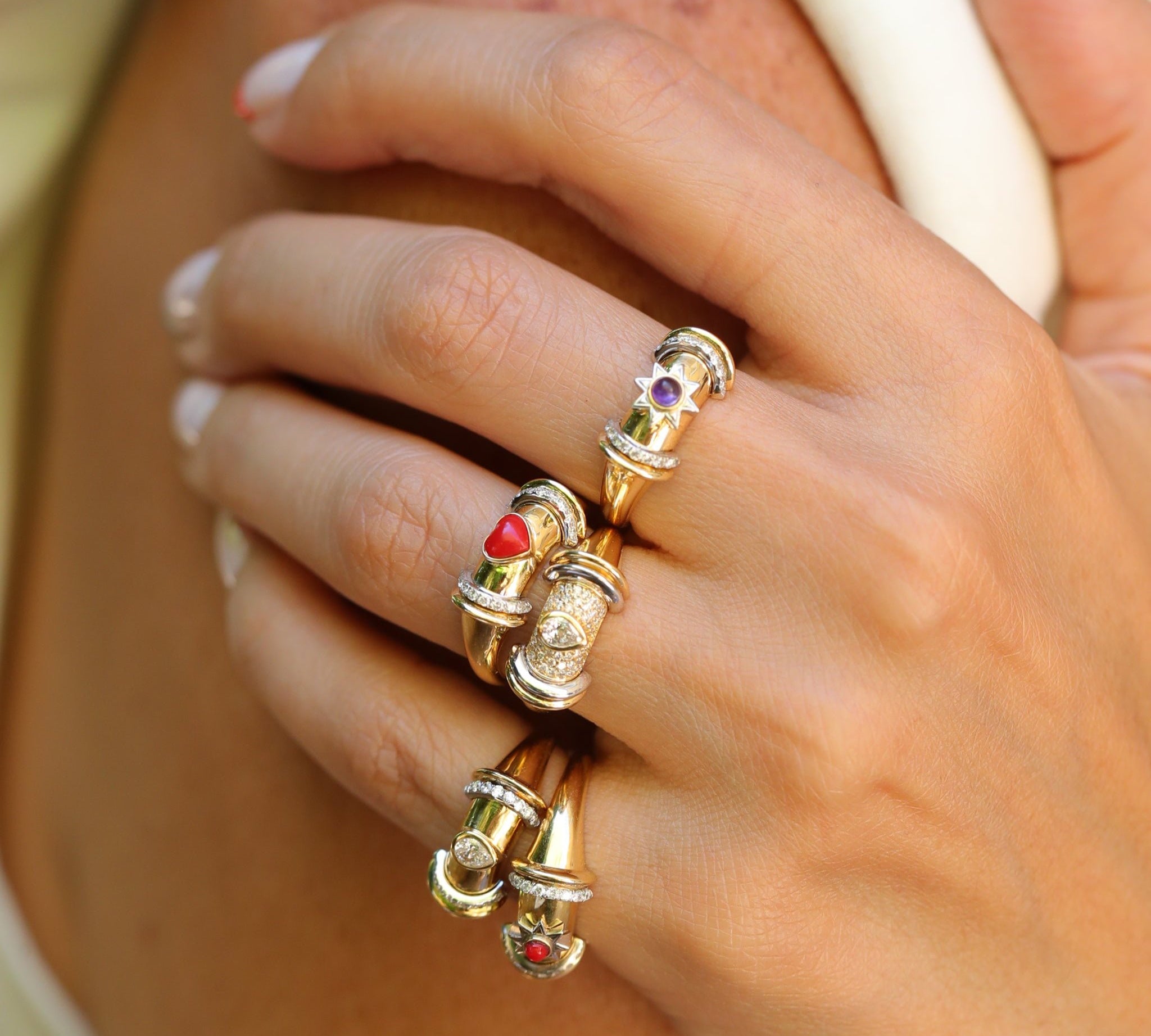 Warrior Full-Diamond Drop Ring Ring Latelier Nawbar