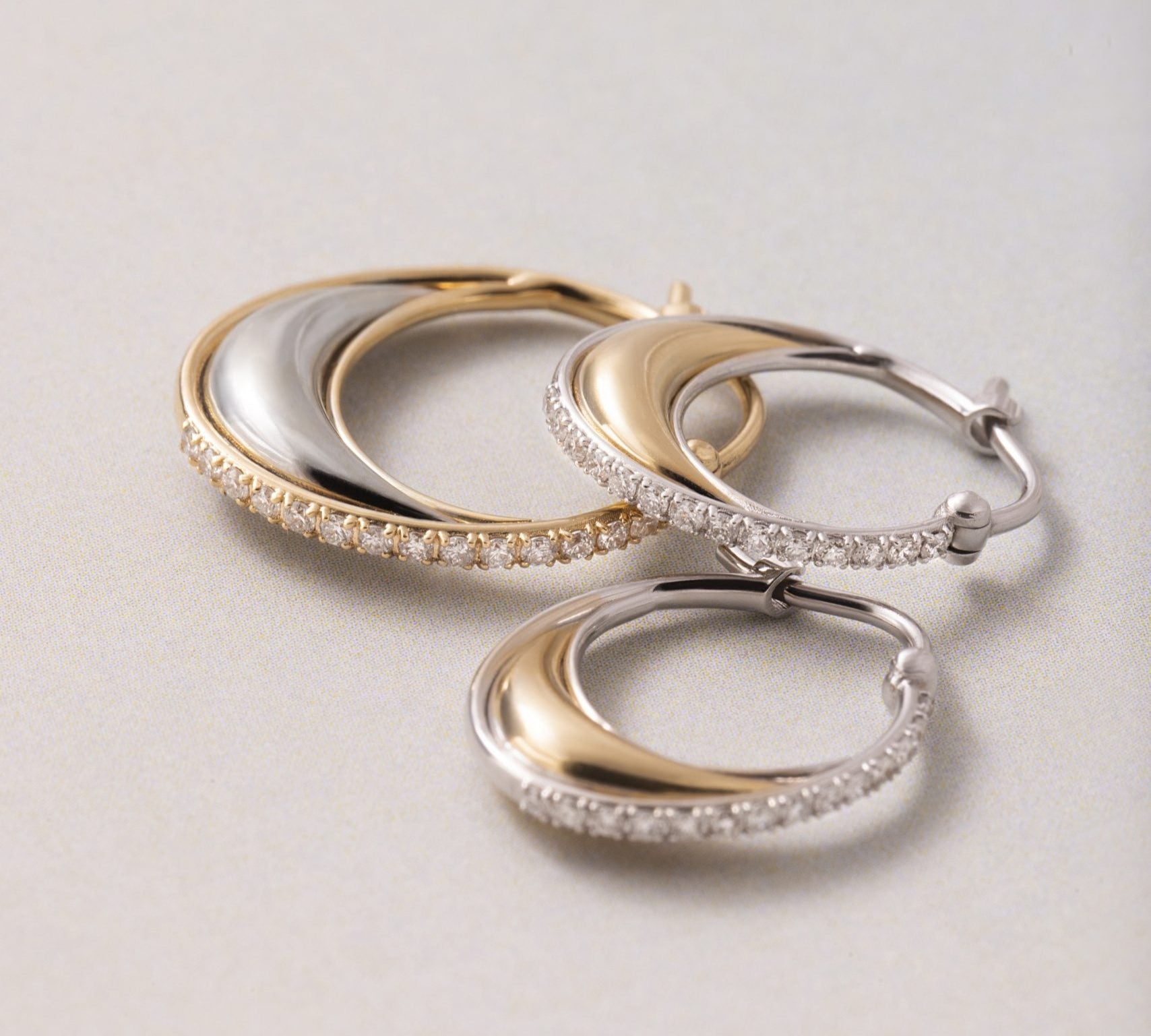 Gold Bloop Moon Earrings, Size Three Hoop Earrings Latelier Nawbar