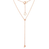 Moon & Star Rosary Necklace Lariat Necklace Jaine K Designs Rose Gold