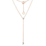 Moon & Star Rosary Necklace Lariat Necklace Jaine K Designs Rose Gold / White Gold