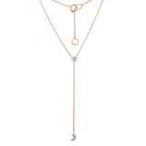 Moon & Star Rosary Necklace Lariat Necklace Jaine K Designs Rose Gold / White Gold