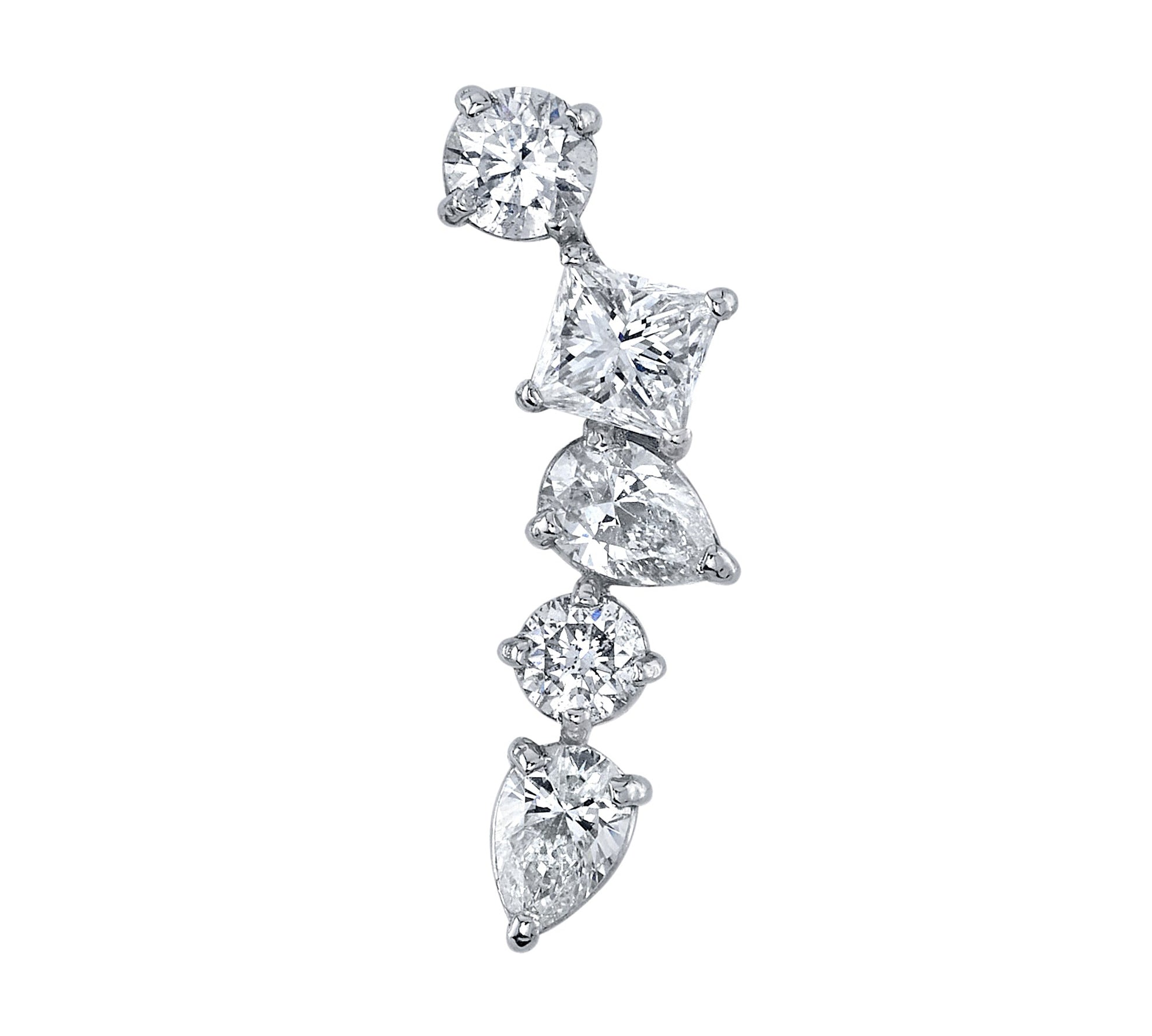 Multi-Shape Diamond Cluster Earring Earrings Roseark Deux Single LEFT