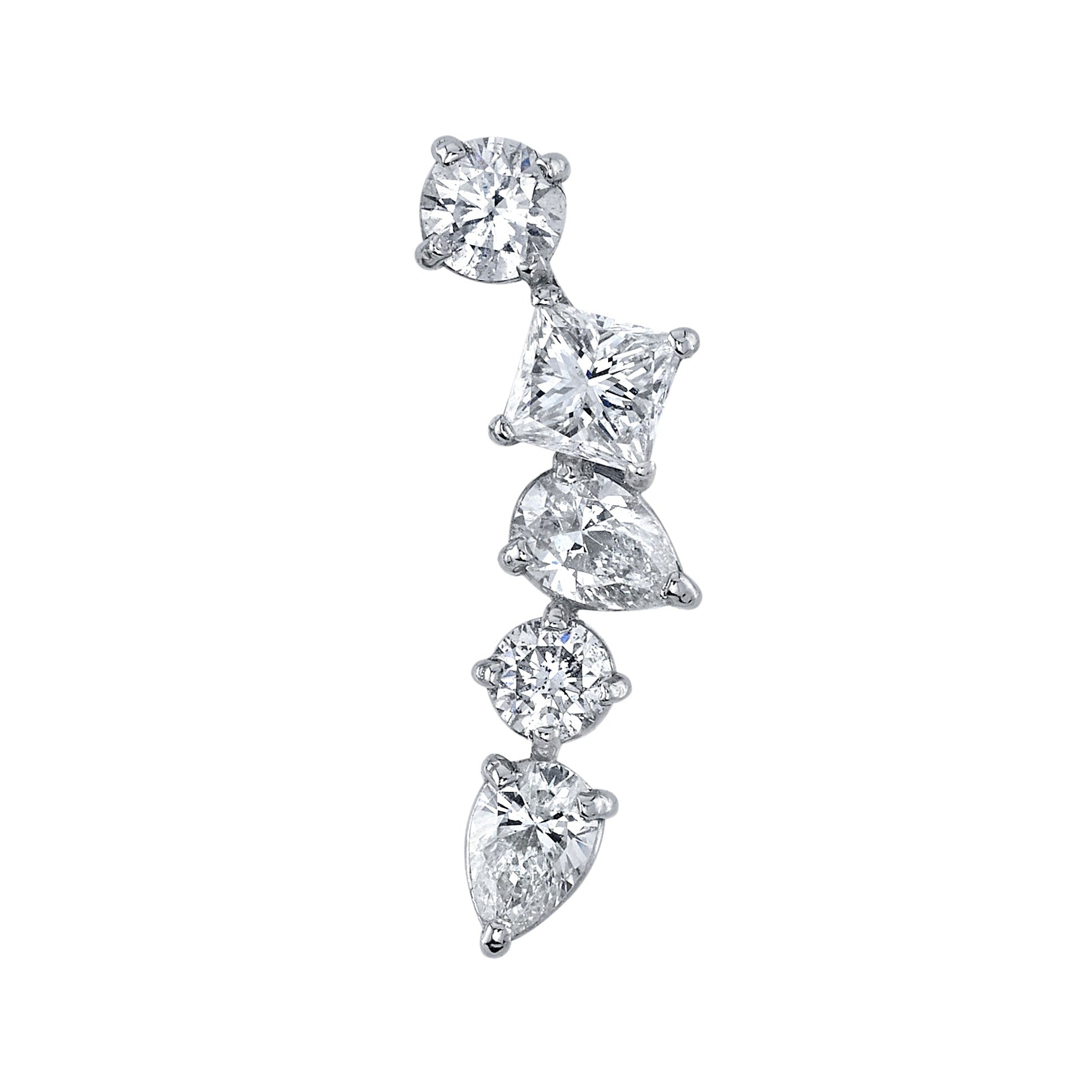 Multi-Shape Diamond Cluster Earring Earrings Roseark Deux Single LEFT