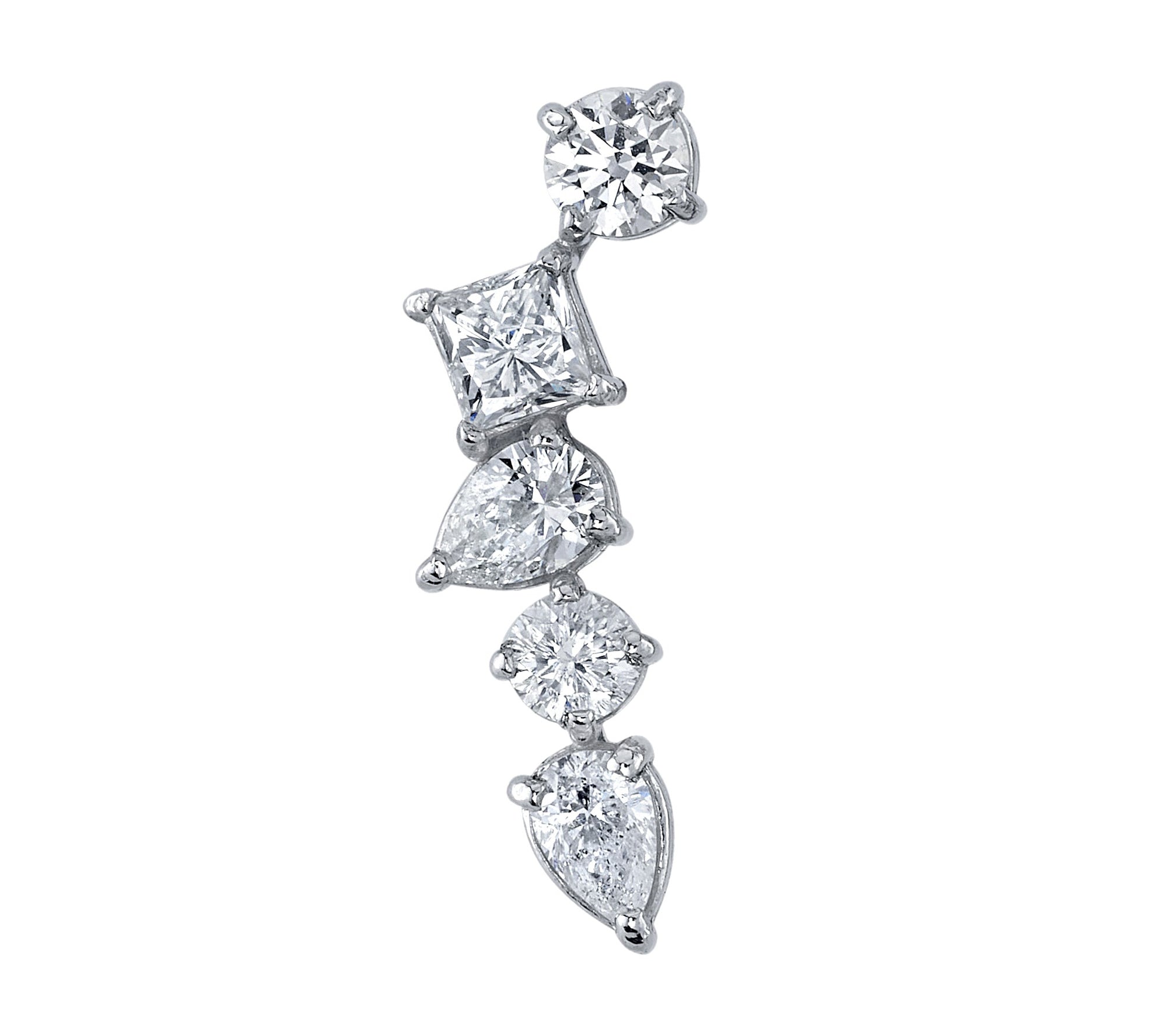 Multi-Shape Diamond Cluster Earring Earrings Roseark Deux Single RIGHT