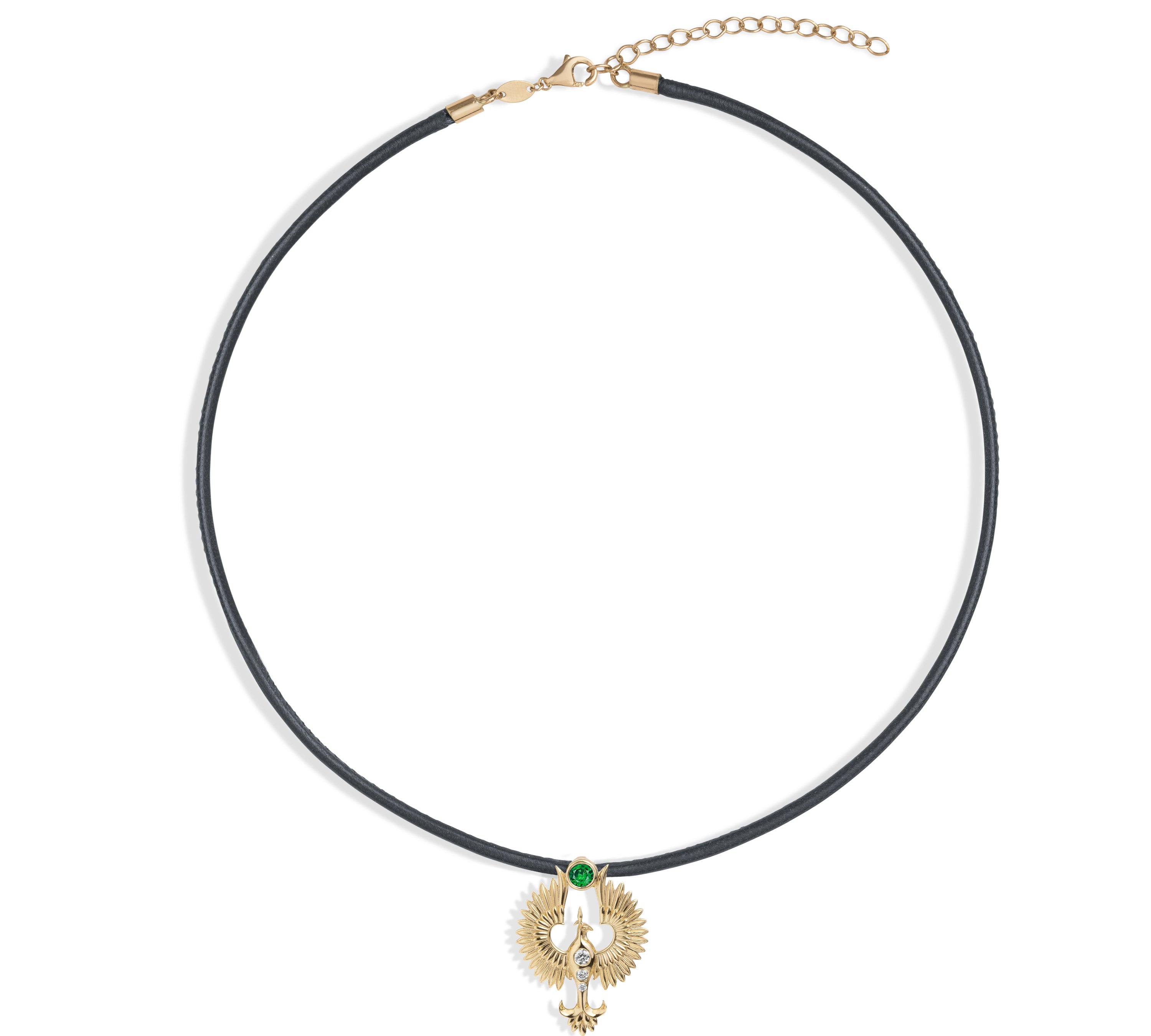 Anka Rising Leather Choker Choker Necklace Selin Kent Diamond/Emerald