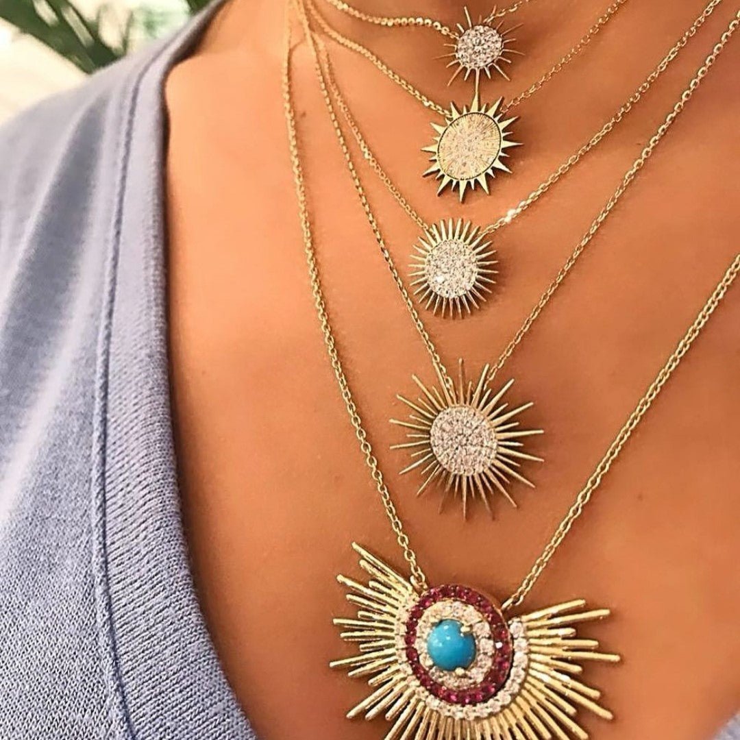 Soleil Necklace with Diamonds, Medium Pendant Necklace Falamank