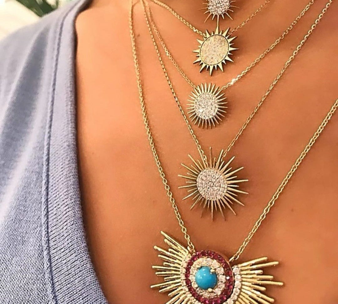 Soleil Necklace with Diamonds, Medium Pendant Necklace Falamank