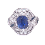 No Heat Sapphire Diamond Handmade Ring Statement Ring Roseark Vintage