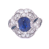 No Heat Sapphire Diamond Handmade Ring Statement Ring Roseark Vintage