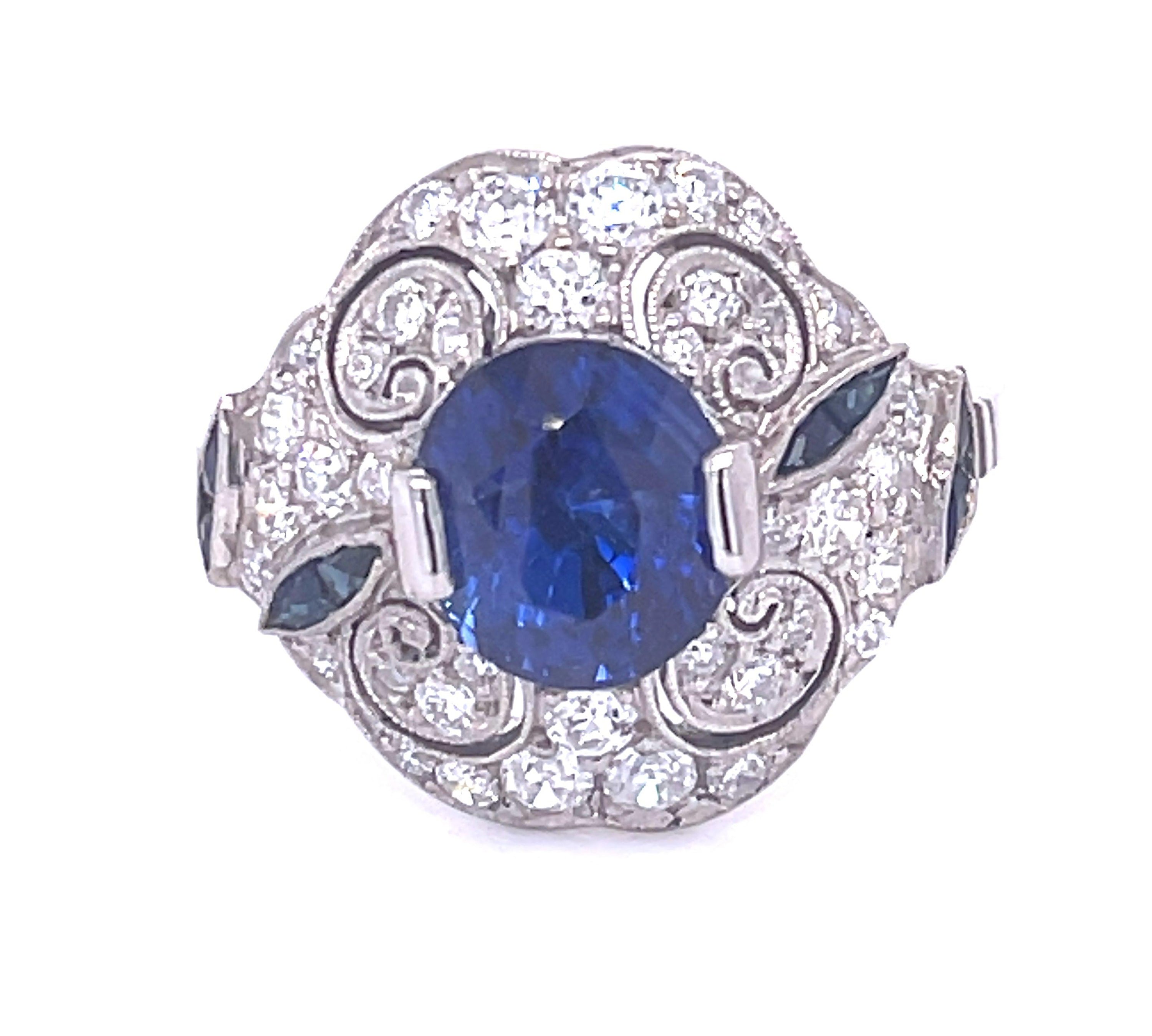No Heat Sapphire Diamond Handmade Ring Statement Ring Roseark Vintage