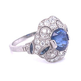 No Heat Sapphire Diamond Handmade Ring Statement Ring Roseark Vintage
