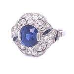 No Heat Sapphire Diamond Handmade Ring Statement Ring Roseark Vintage