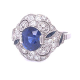 No Heat Sapphire Diamond Handmade Ring Statement Ring Roseark Vintage