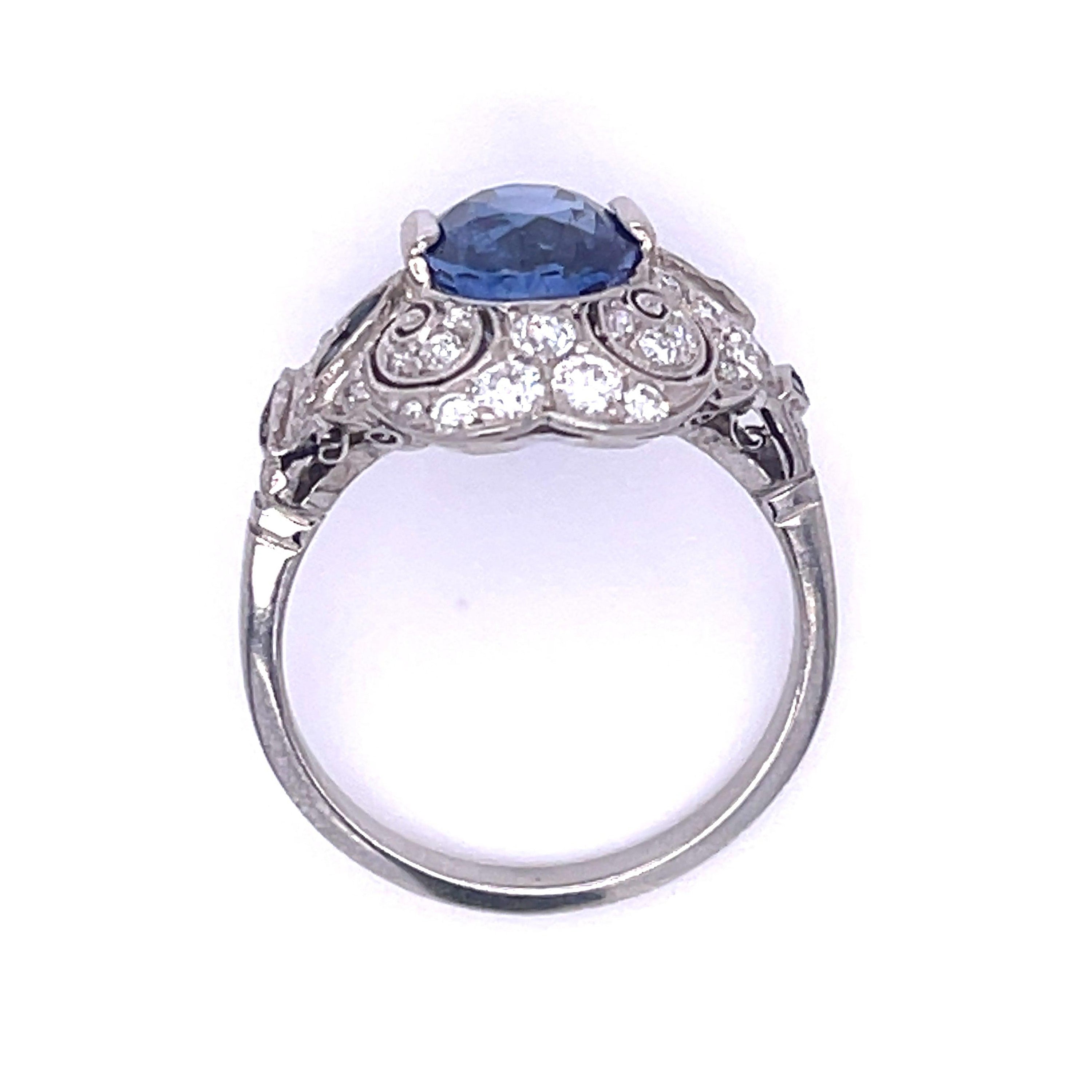 No Heat Sapphire Diamond Handmade Ring Statement Ring Roseark Vintage