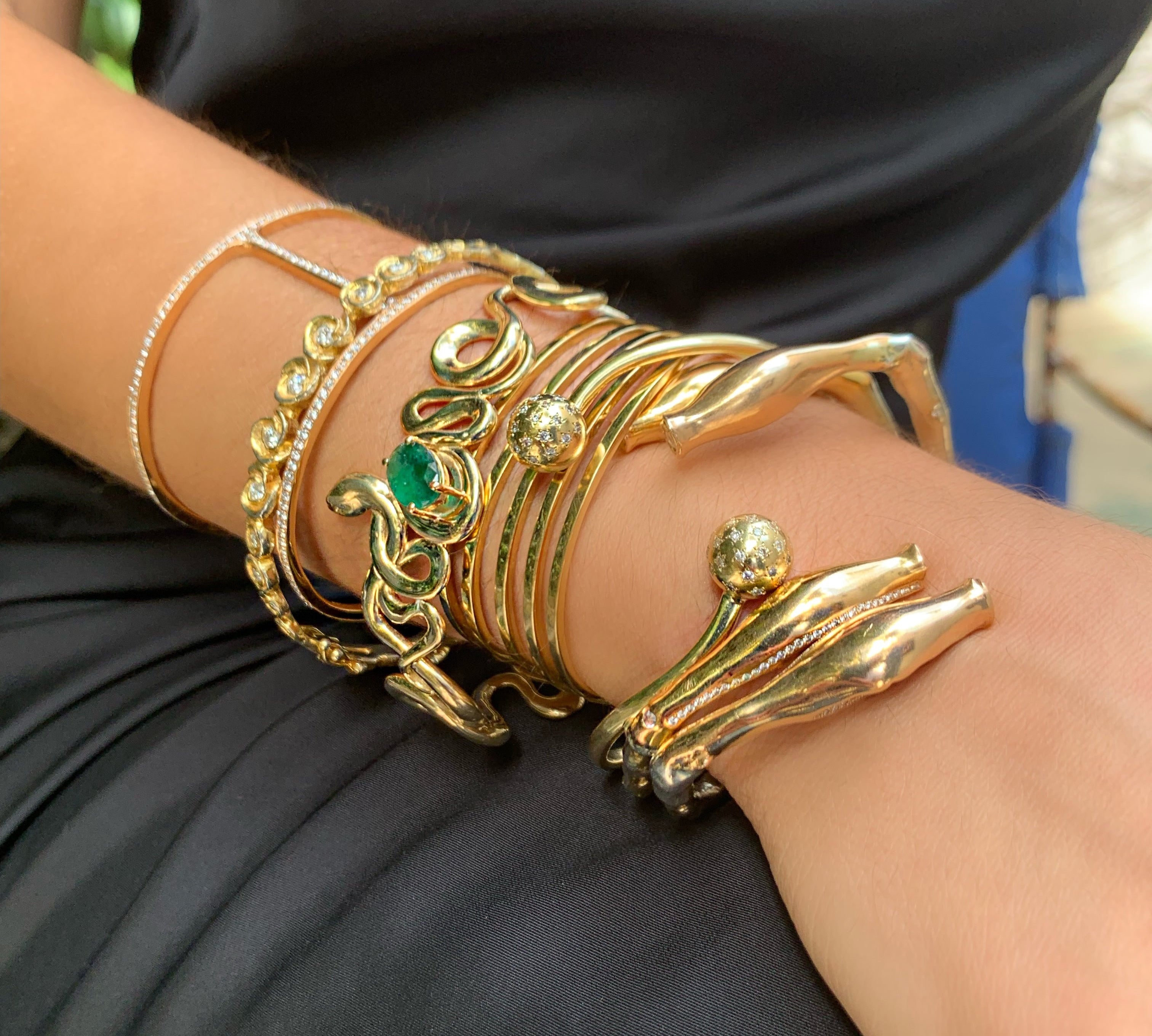 Diamond T-Cuff, Large Cuff Bracelet Karma El-Khalil   