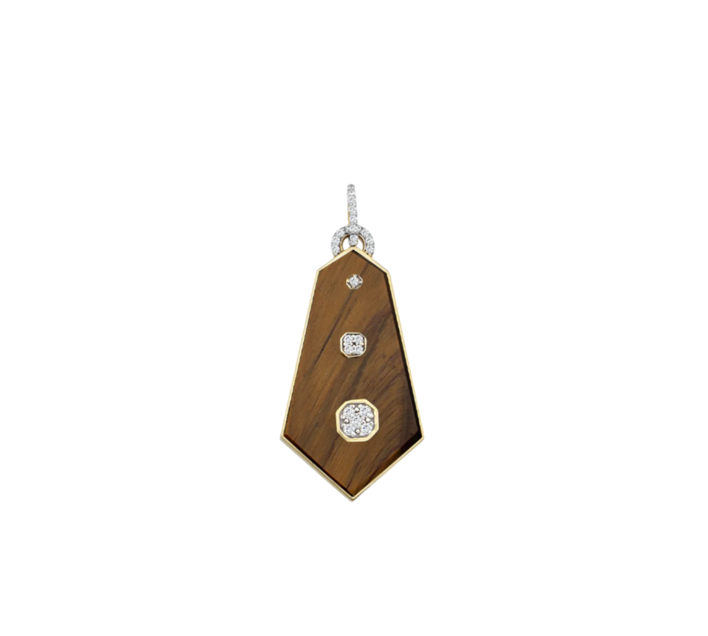 Hexagon Tiger Eye Diamond Pendant Pendant RITA Fine Jewelry