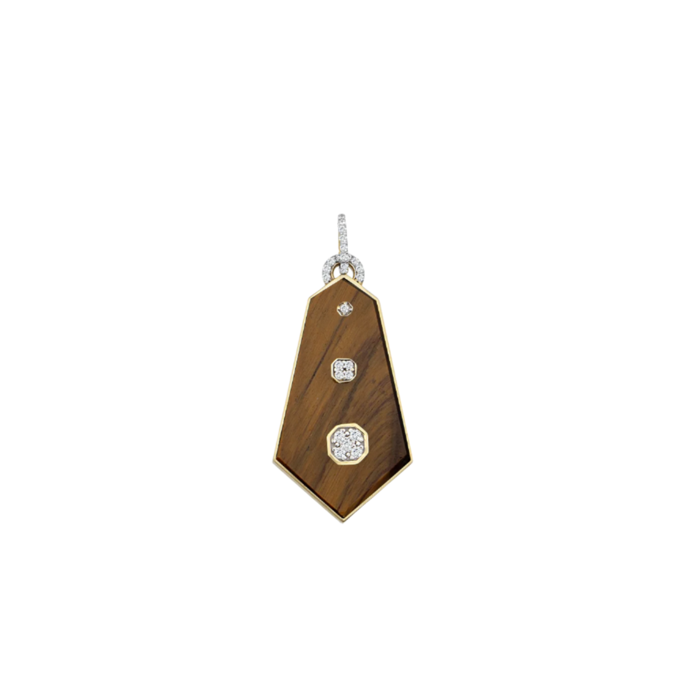 Hexagon Tiger Eye Diamond Pendant Pendant RITA Fine Jewelry