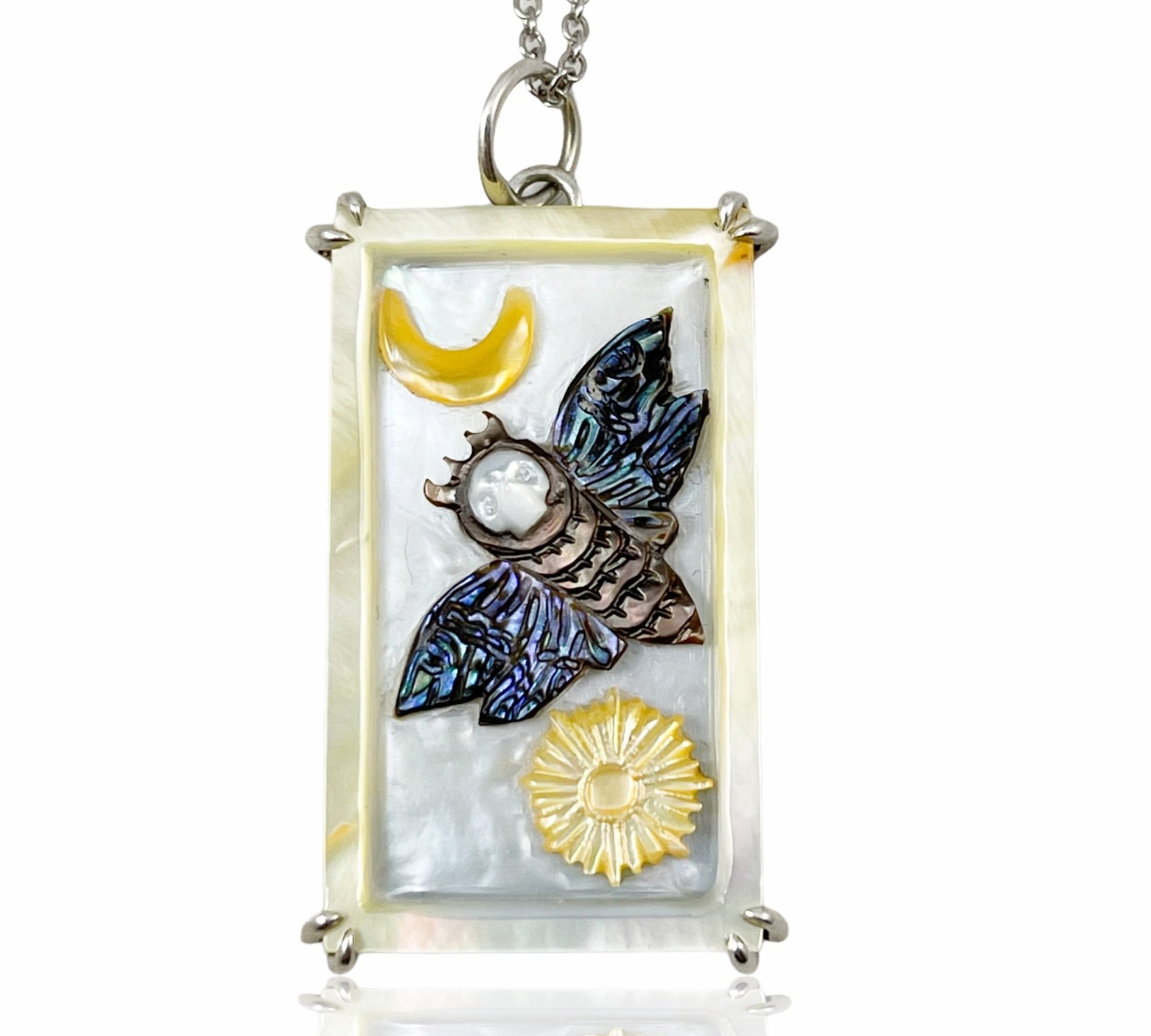 Hawk Moth Tarot Card Charm Charm Maura Green Sterling Silver  