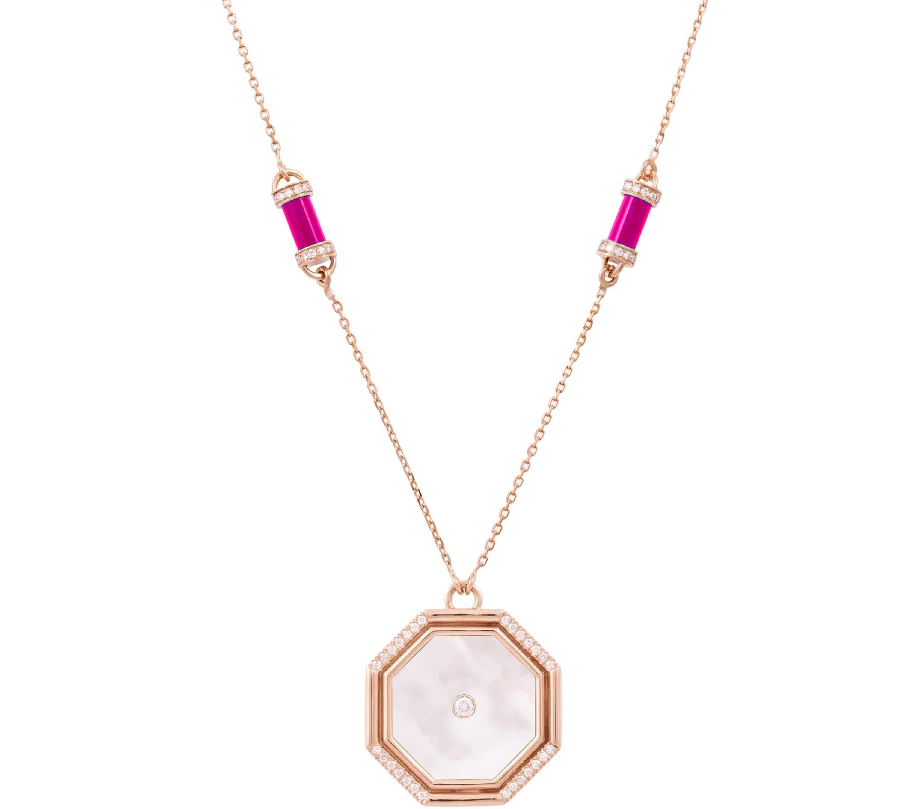 Mother of Pearl Hexagon Amulet Necklace Pendant Necklace Latelier Nawbar
