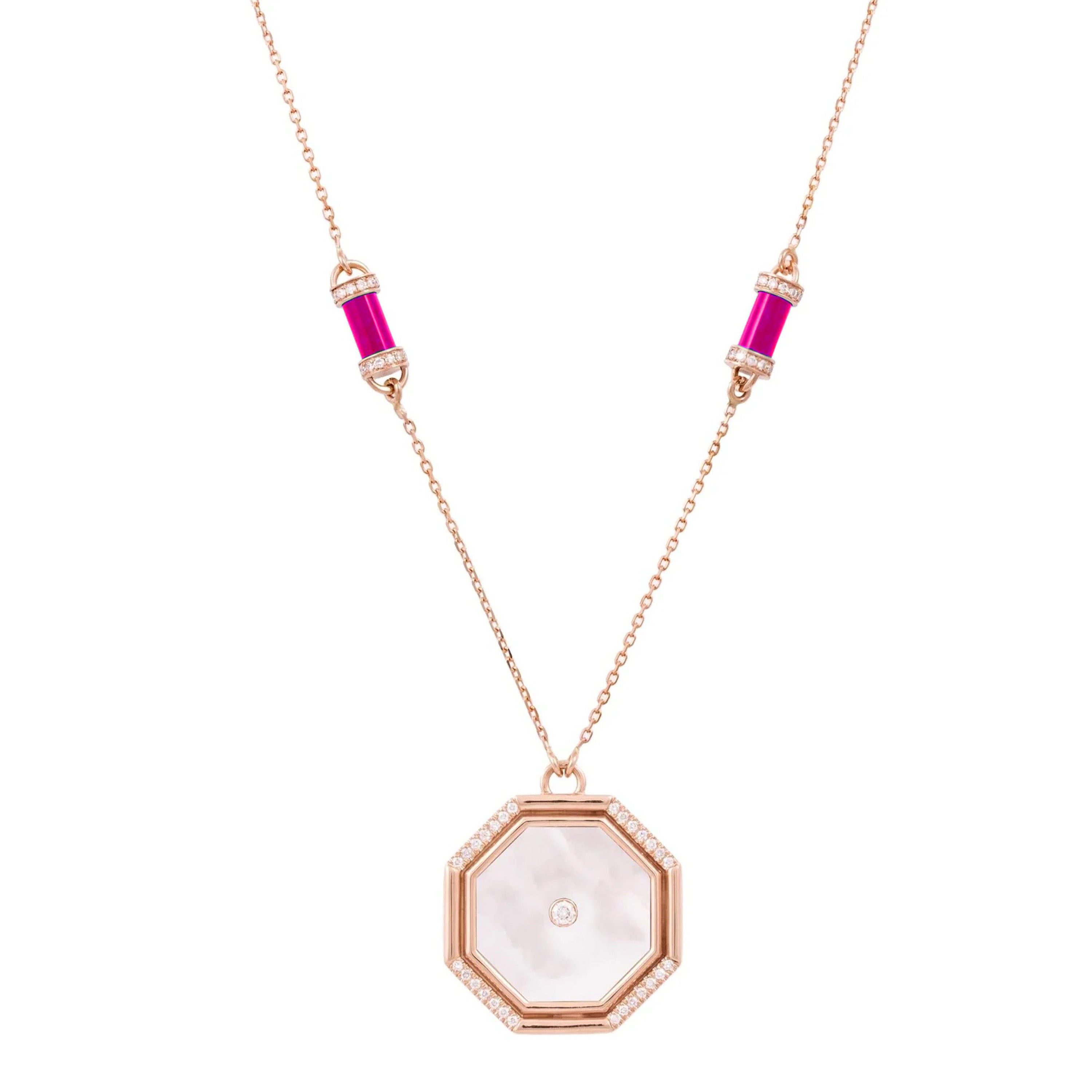 Mother of Pearl Hexagon Amulet Necklace Pendant Necklace Latelier Nawbar