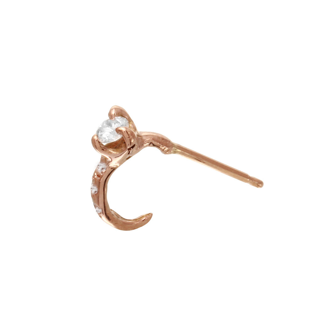 Single Diamond with Diamond Pave Hoop Stud Stud Earrings Jaine K Designs Single