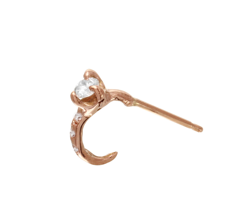 Single Diamond with Diamond Pave Hoop Stud Stud Earrings Jaine K Designs Single