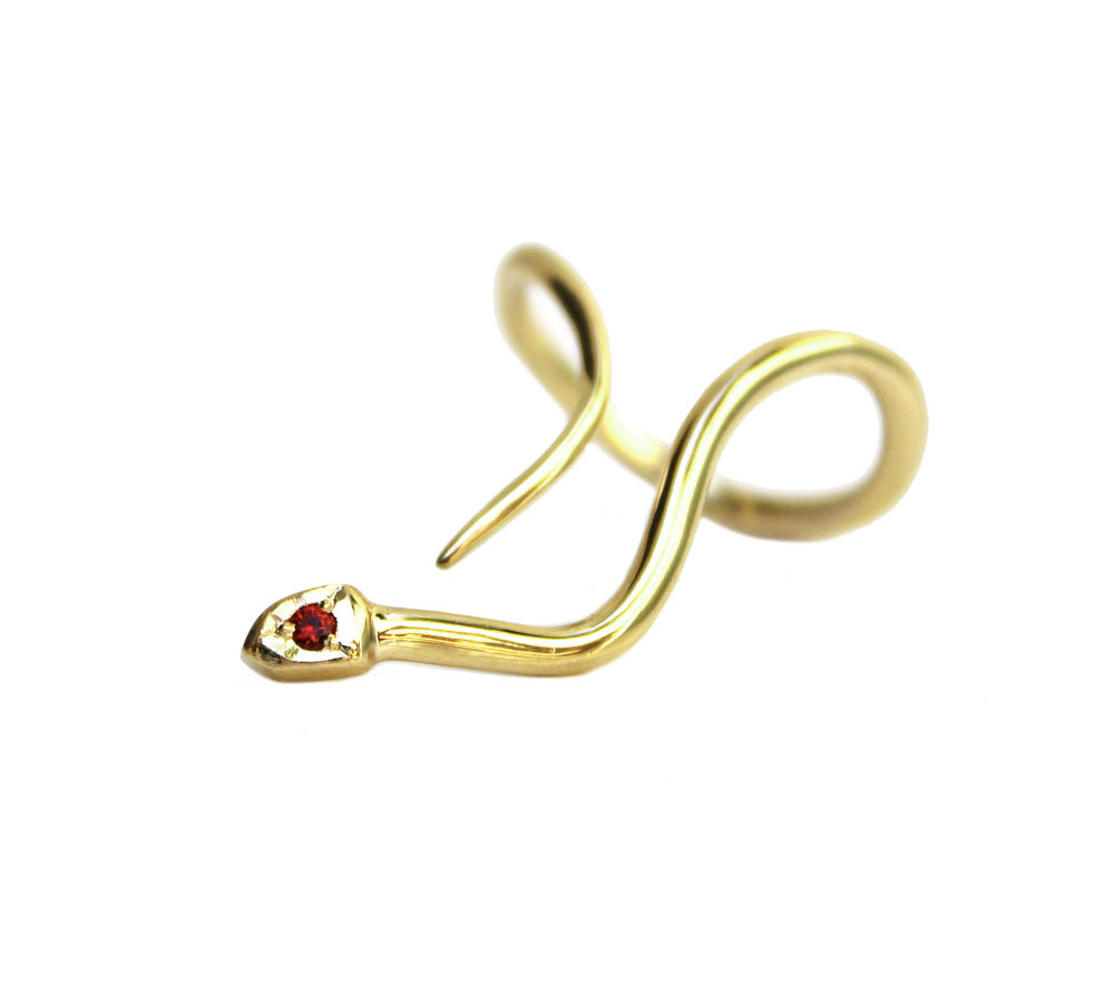 Mini Snake Ring with Stone Ring Perez Bitan Red Beryl