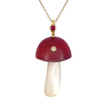 Chalcedony Mushroom with Bezel Stones Charm Maura Green   