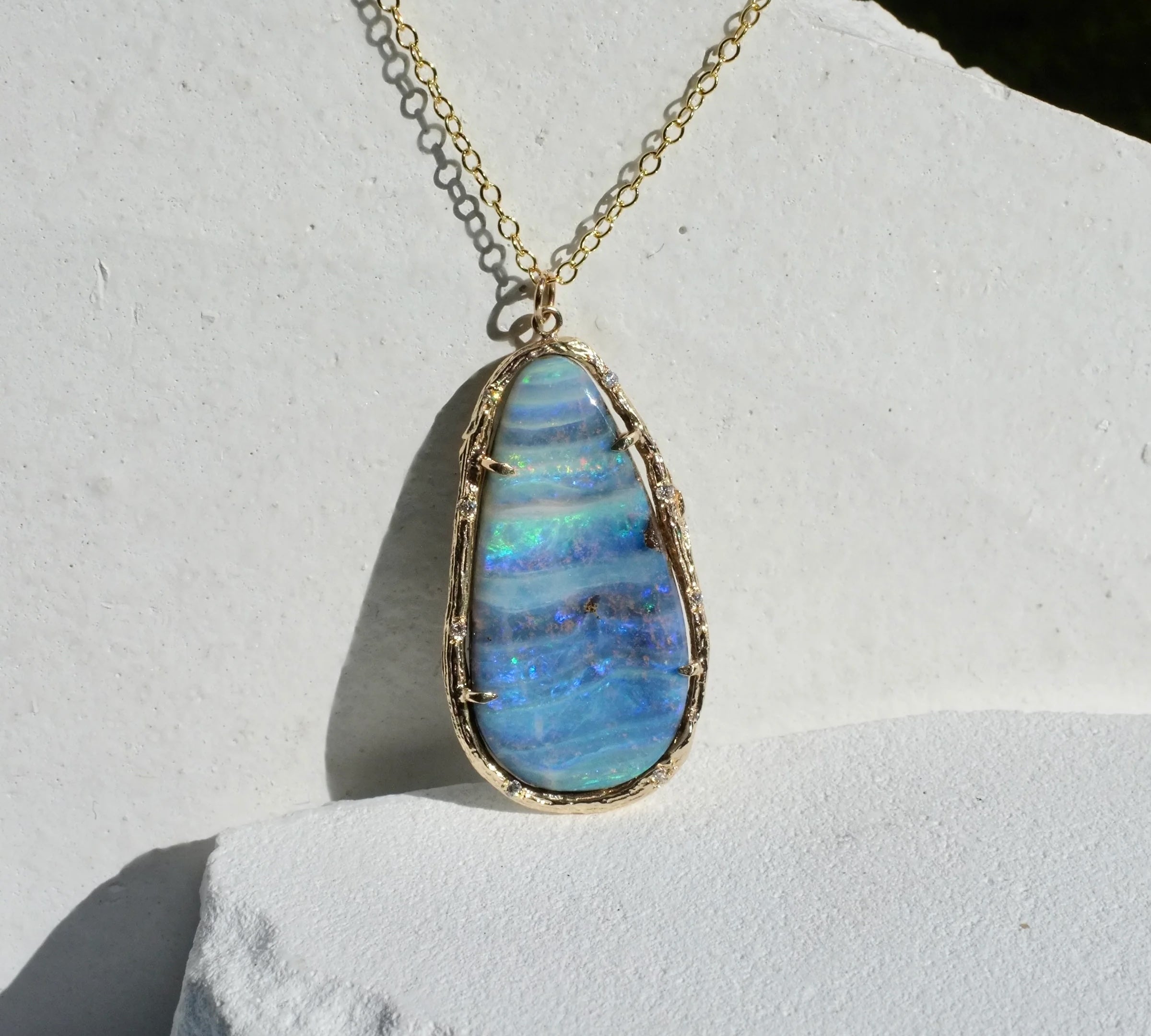 Opal Waveline Necklace Pendant Necklace Elisabeth Bell Jewelry