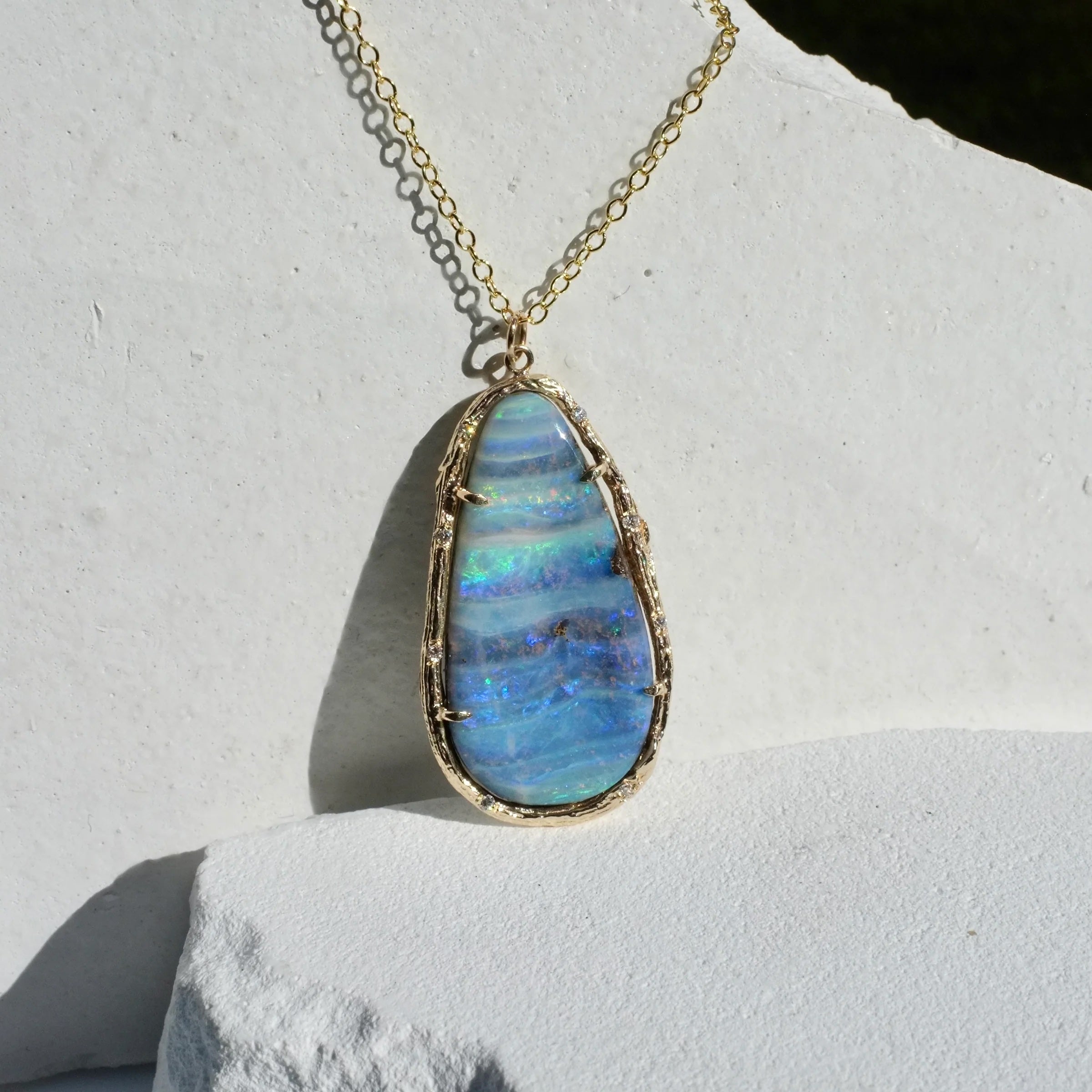 Opal Waveline Necklace Pendant Necklace Elisabeth Bell Jewelry