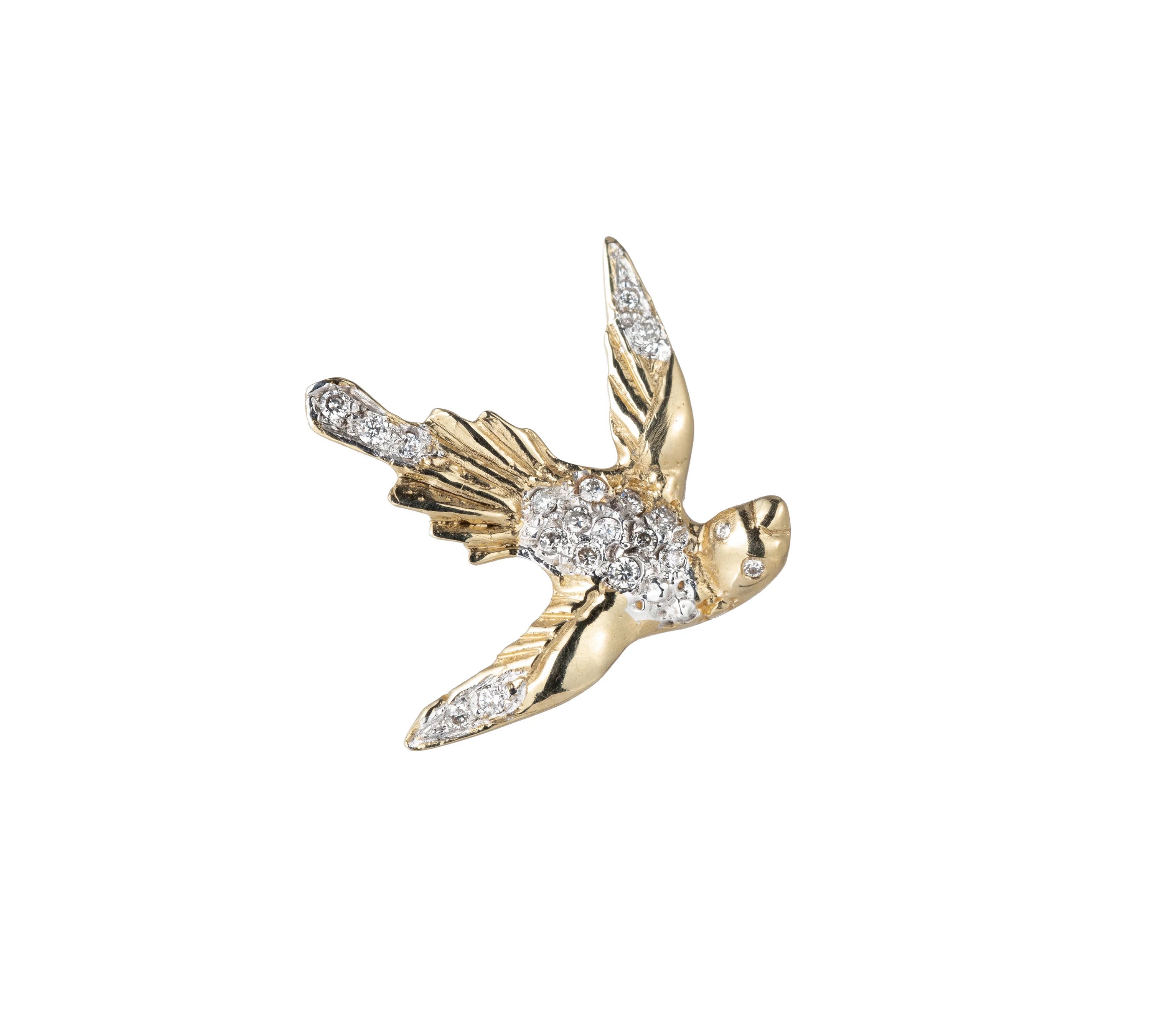 Swallow Earring with Diamonds Stud Earrings Roseark Deux
