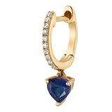 Diamond Dangling-Sapphire Heart Huggie