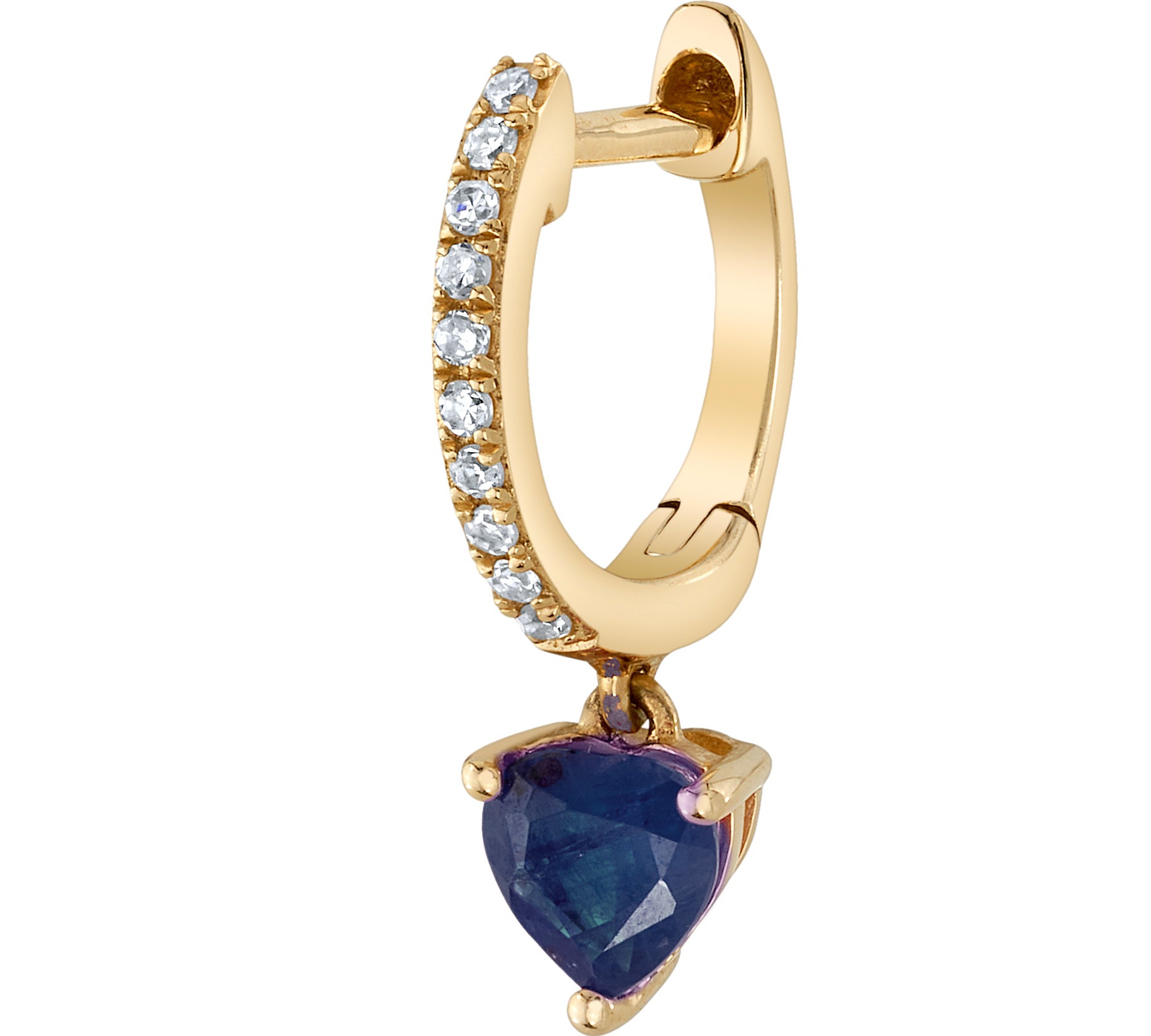 Diamond Dangling-Sapphire Heart Huggie Huggie Earrings Roseark Deux Blue