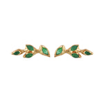 Four Leaf Emerald Ear Skimmer Stud Stud Earrings Jaine K Designs Pair