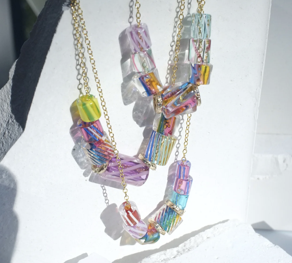 Rainbow Candy Necklace Beaded Necklace Elisabeth Bell Jewelry 16 Inch