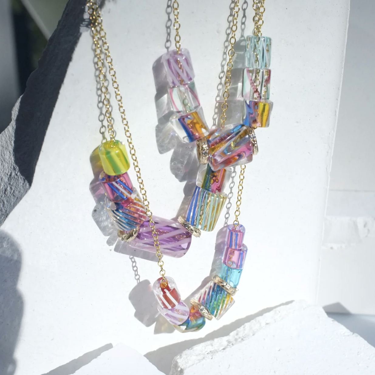 Rainbow Candy Necklace Beaded Necklace Elisabeth Bell Jewelry 16 Inch
