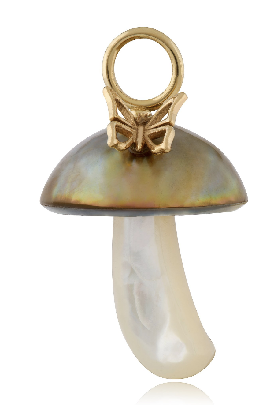 Pearl Mushroom Charm with Butterfly Charm Maura Green   