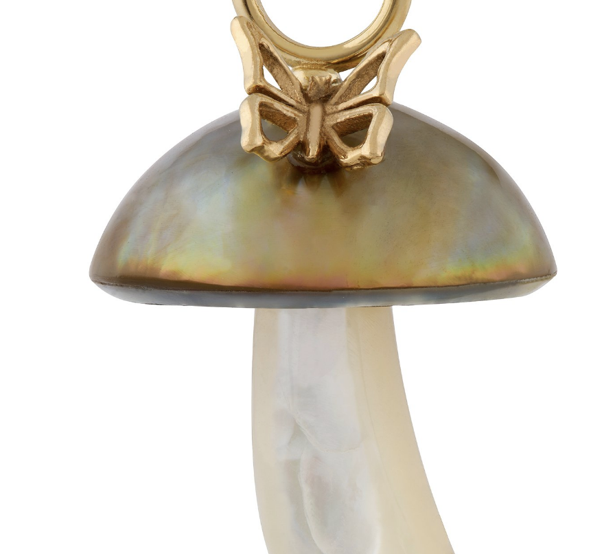 Pearl Mushroom Charm with Butterfly Charm Maura Green   