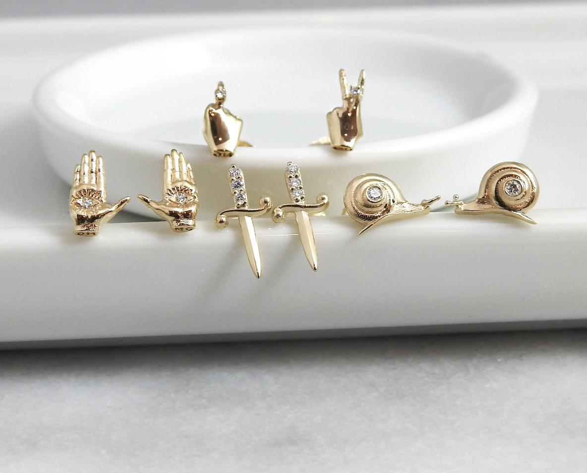 Snail Mini Studs Studs Maura Green   