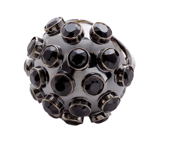 Black Sapphire Sphere Ring Statement Ring Carolyn Rodney White Gold with Black Rhodium 6.75