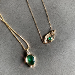 Emerald Eye Necklace with Diamond Pave Lashes Pendant Necklace Jaine K Designs