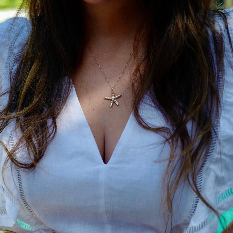 Starfish Necklace with Sprinkled Diamonds Pendant Necklace Yakira Rona