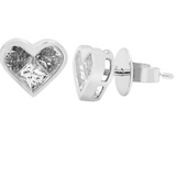 Diamond Illusion Heart Stud Stud Earrings Roseark Deux Pair
