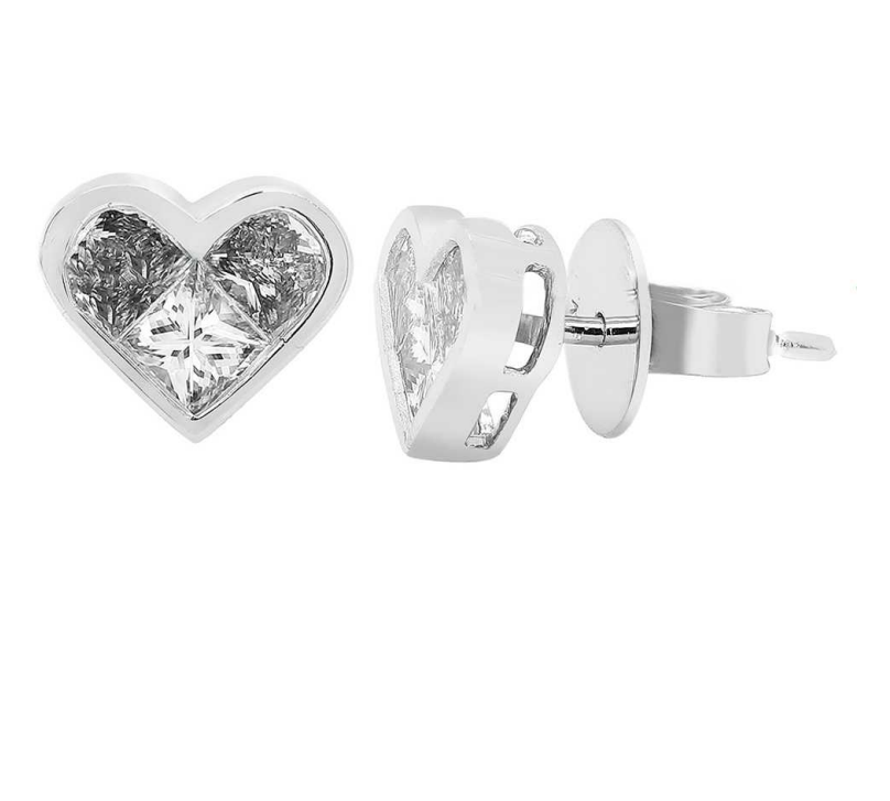 Diamond Illusion Heart Stud Stud Earrings Roseark Deux Pair