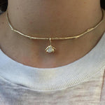 Succulent Blossom Willow Collar Necklace with Diamonds Choker Necklace Elisabeth Bell Jewelry