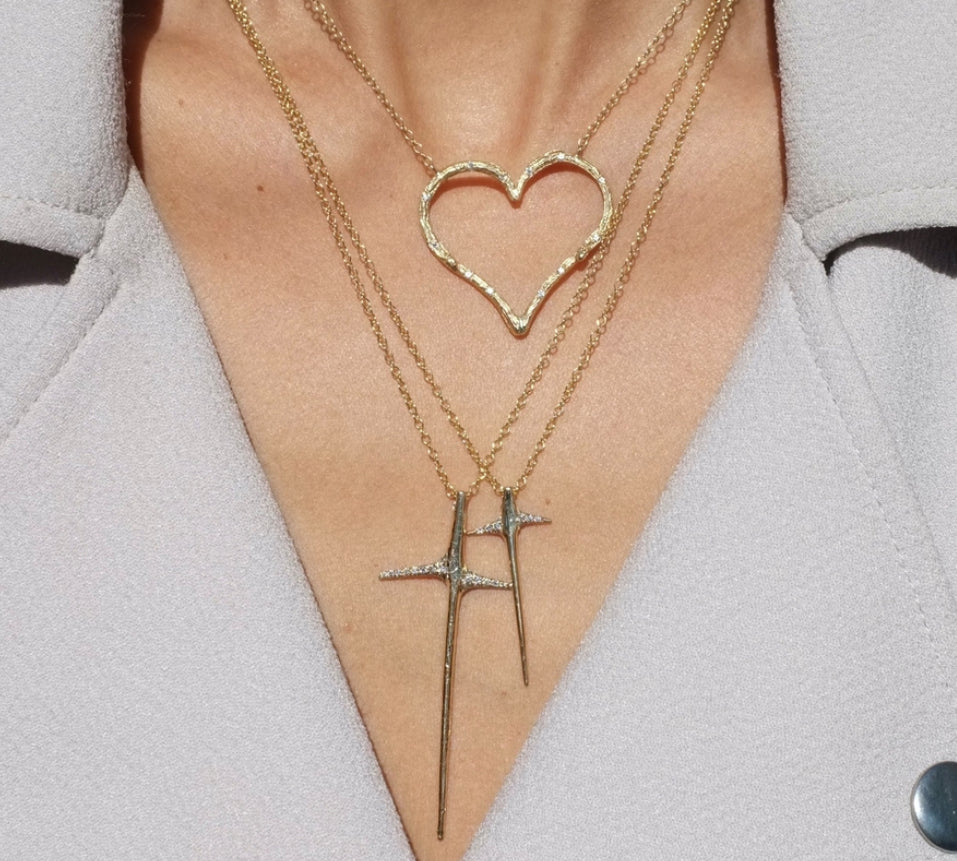 Willow Heart Necklace with Diamonds Pendant Necklace Elisabeth Bell Jewelry